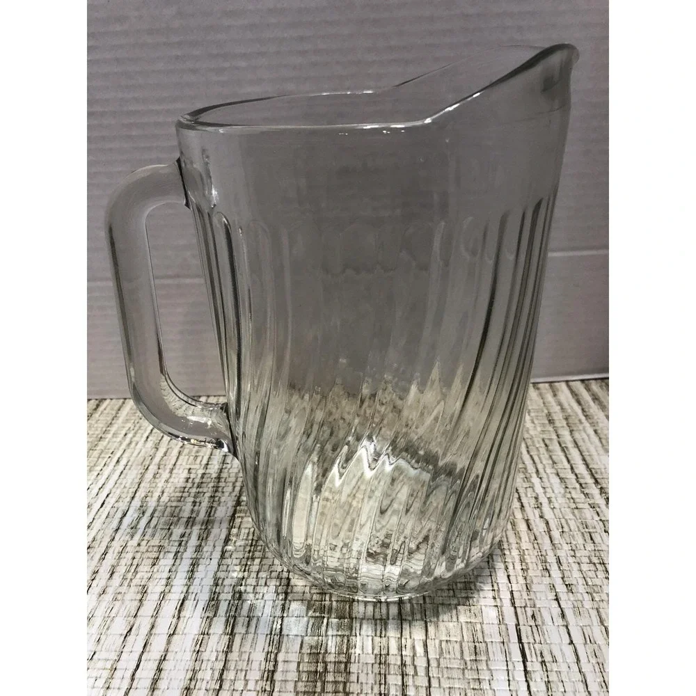 Vintage‎ Glass Pitcher Swirl Design Clear Heavy Duty Beverage Drinkware